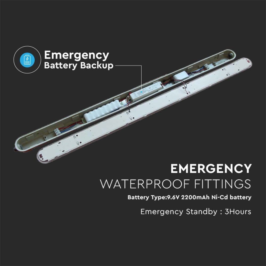 LED-Technische Leuchtstofflampe mit Notfallmodul EMERGENCY LED/48W/230V 6500K 150cm IP65