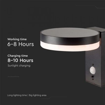 LED Outdoor-Solarwandleuchte mit Sensor LED/5,5W/3,7V 3000K IP54 2000 mAh