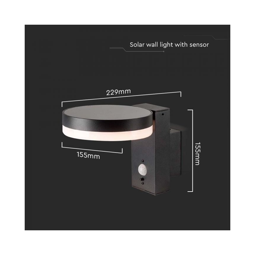 LED Outdoor-Solarwandleuchte mit Sensor LED/5,5W/3,7V 3000K IP54 2000 mAh