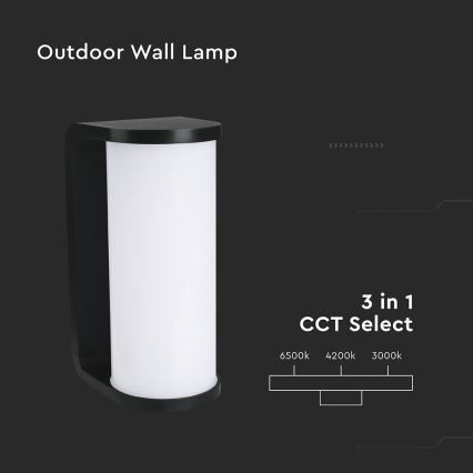 LED-Outdoor-Wandleuchte LED/12W/230V 3000/4200/6500K IP65 schwarz