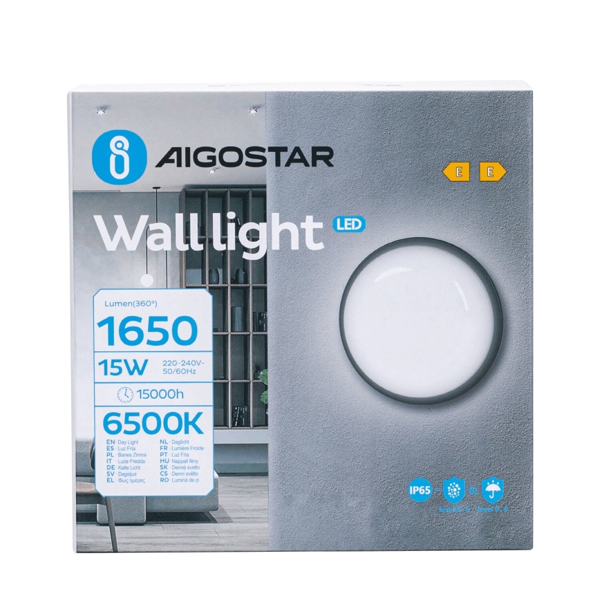 LED-Outdoor-Wandleuchte LED/15W/230V 6500K d 15,5 cm schwarz IP65