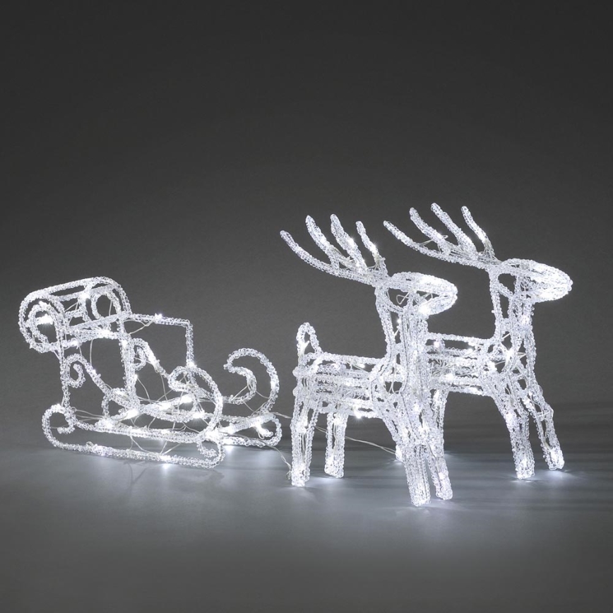 LED-Outdoor-Weihnachtsdekoration Schlitten mit Reh 84xLED + 12xLED/230V/24V IP44