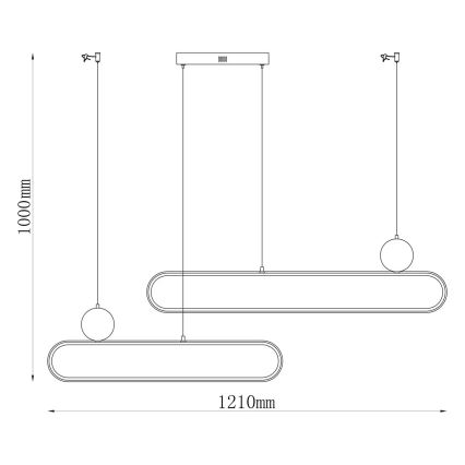 LED-Pendelleuchte an Drahtseil FLORENTYNA LED/48W/230V 4000K schwarz/beige