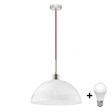 LED-Pendelleuchte an Kabel 1xE27/60W/230V weiß/rot