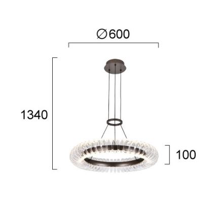 LED-Pendelleuchte an Kabel ALBA LED/39W/230V grau/klar