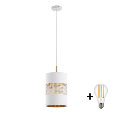 LED-Pendelleuchte an Kabel BOGART 1xE27/15W/230V weiß/gold