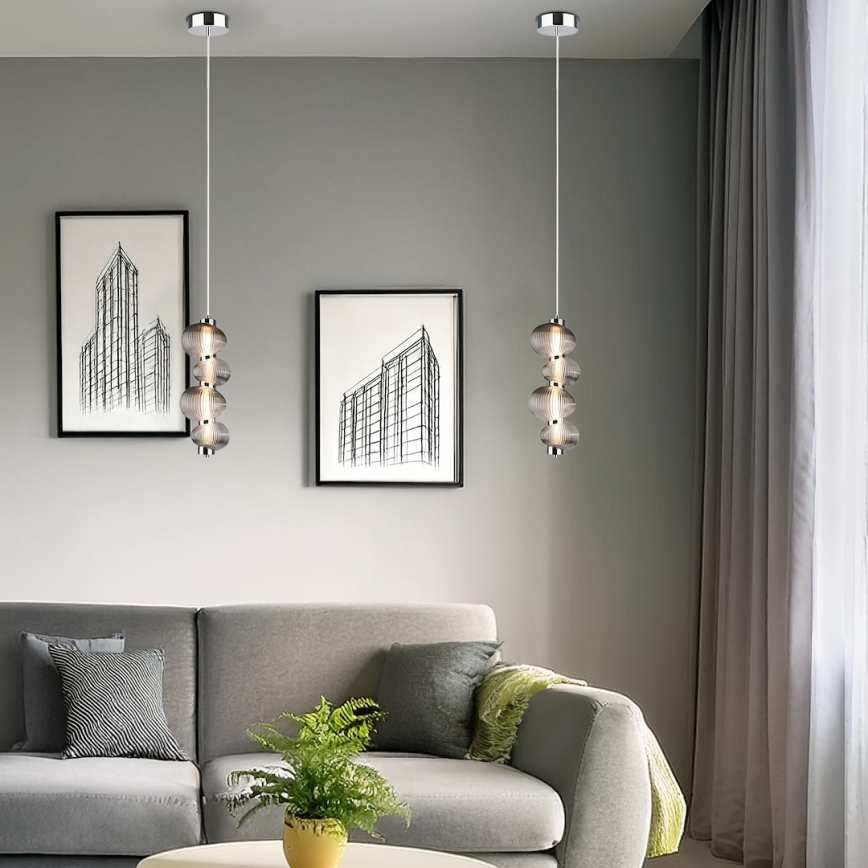 LED-Pendelleuchte an Kabel BOLLA LED/17W/230V Ø 16 cm Hochglanz-Chrom/rauchgrau