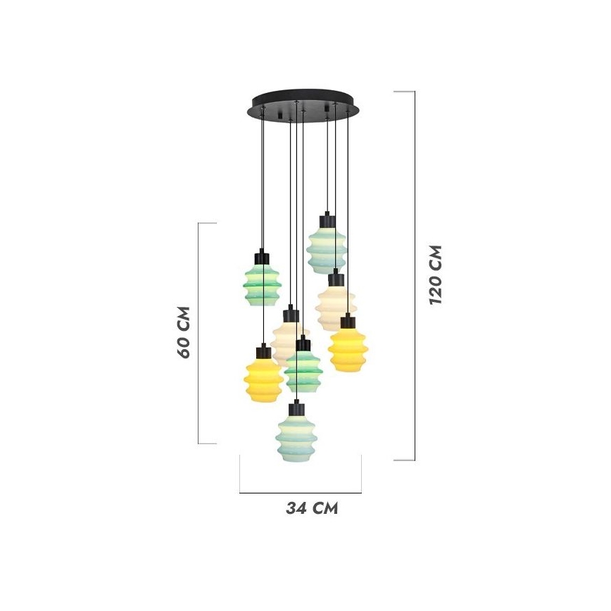 LED-Pendelleuchte an Kabel CACTUS 8xLED/2,8W/230V 3000K grün/gelb/weiß