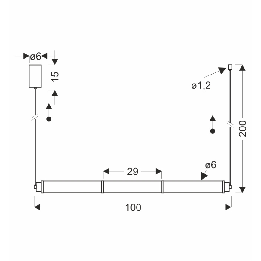 LED-Pendelleuchte an Kabel CORTE LED/25W/230V schwarz