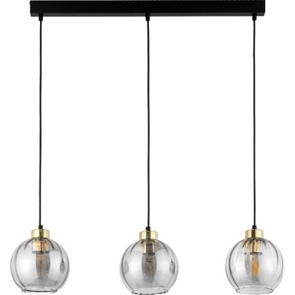 LED-Pendelleuchte an Kabel DEVI 3xE27/15W/230V schwarz/klar