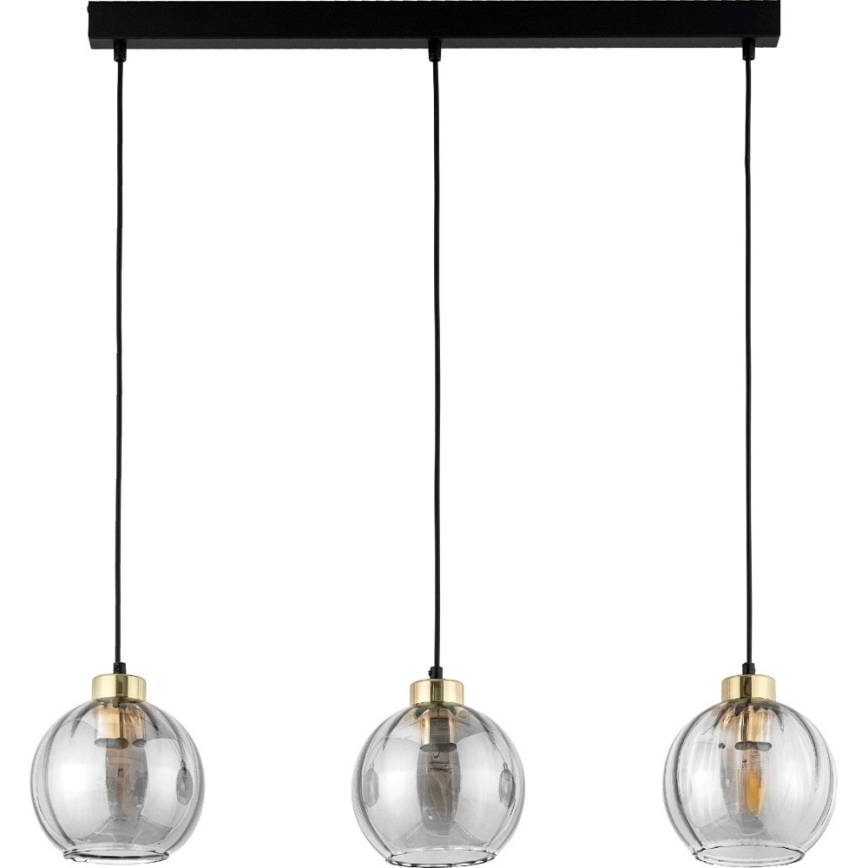 LED-Pendelleuchte an Kabel DEVI 3xE27/15W/230V schwarz/klar