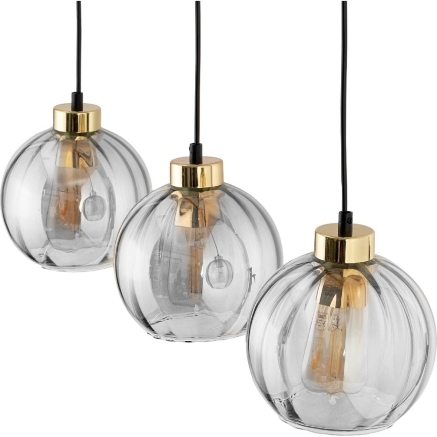 LED-Pendelleuchte an Kabel DEVI 3xE27/15W/230V schwarz/klar