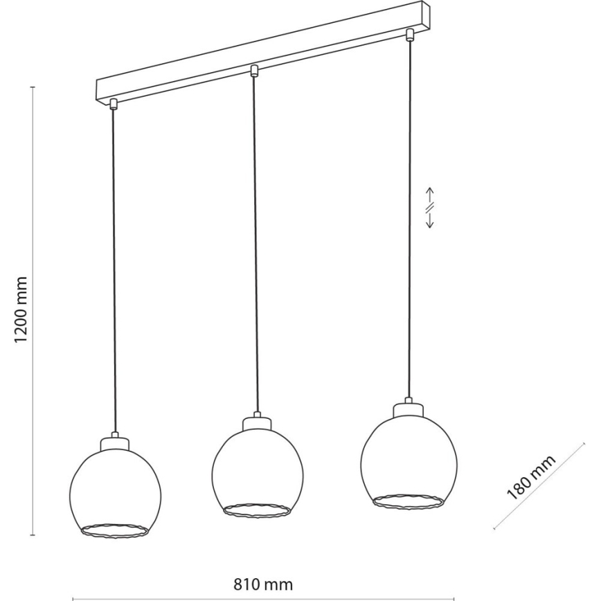 LED-Pendelleuchte an Kabel DEVI 3xE27/15W/230V schwarz/klar