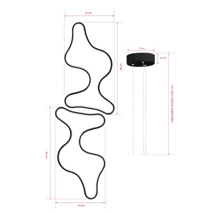 LED-Pendelleuchte an Kabel DUPLE ARTISAN LED/80W/230V 6500K schwarz