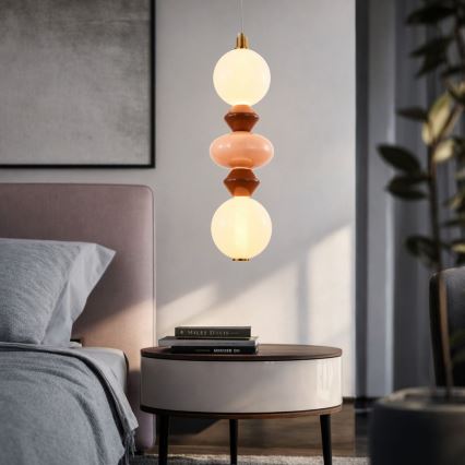 LED-Pendelleuchte an Kabel FLORES LED/15W/230V gold/orange/braun