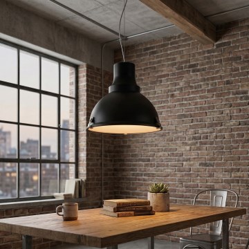 LED-Pendelleuchte an Kabel INDUSTRY 1xE27/60W/230V schwarz