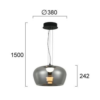 LED-Pendelleuchte an Kabel NADIA LED/20W/230V rauchfarben/schwarz