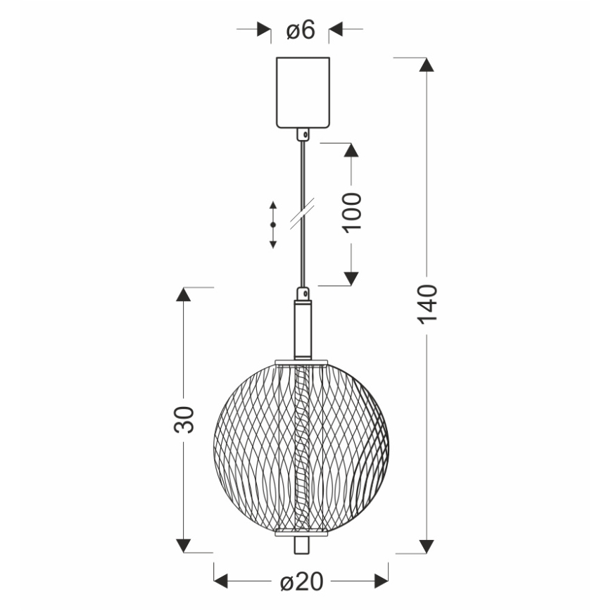 LED-Pendelleuchte an Kabel PUMA LED/10W/230V Ø 20 cm schwarz