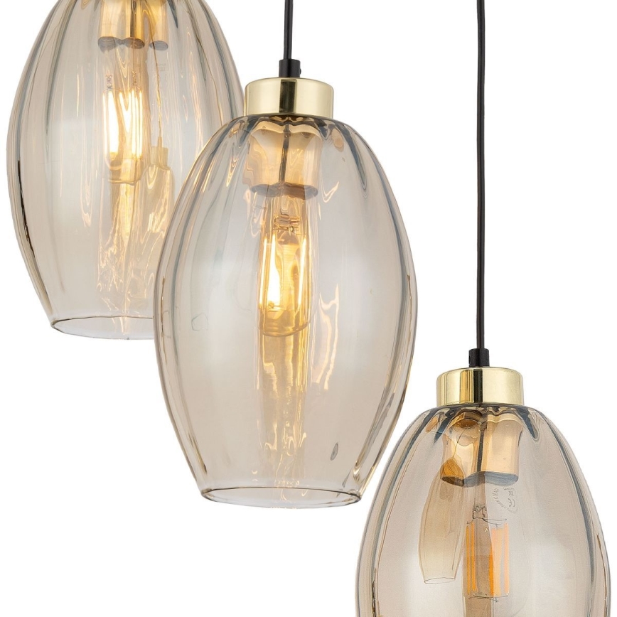 LED-Pendelleuchte an Kabel SEBO 3xE27/15W/230V schwarz/rauchbeige