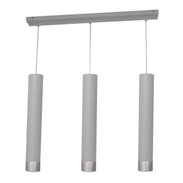 LED-Pendelleuchte an Kabel TUBA 3xGU10/4,8W/230V grau/glänzender Chrom