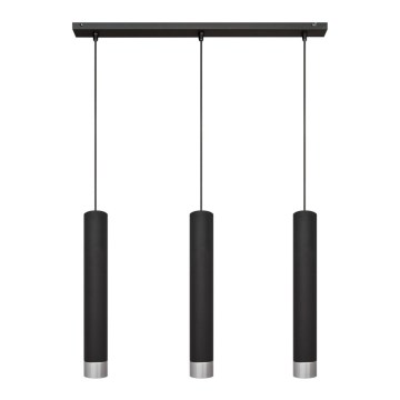 LED-Pendelleuchte an Kabel TUBA 3xGU10/4,8W/230V schwarz/glänzender Chrom