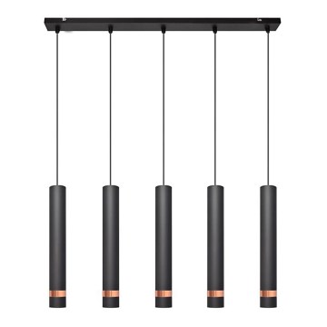 LED-Pendelleuchte an Kabel TUBA 5xGU10/6,5W/230V schwarz/kupferfarben