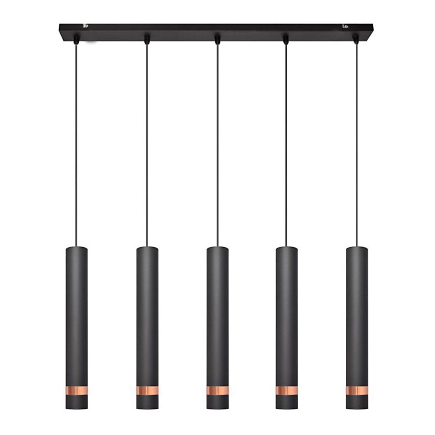 LED-Pendelleuchte an Kabel TUBA 5xGU10/6,5W/230V schwarz/kupferfarben