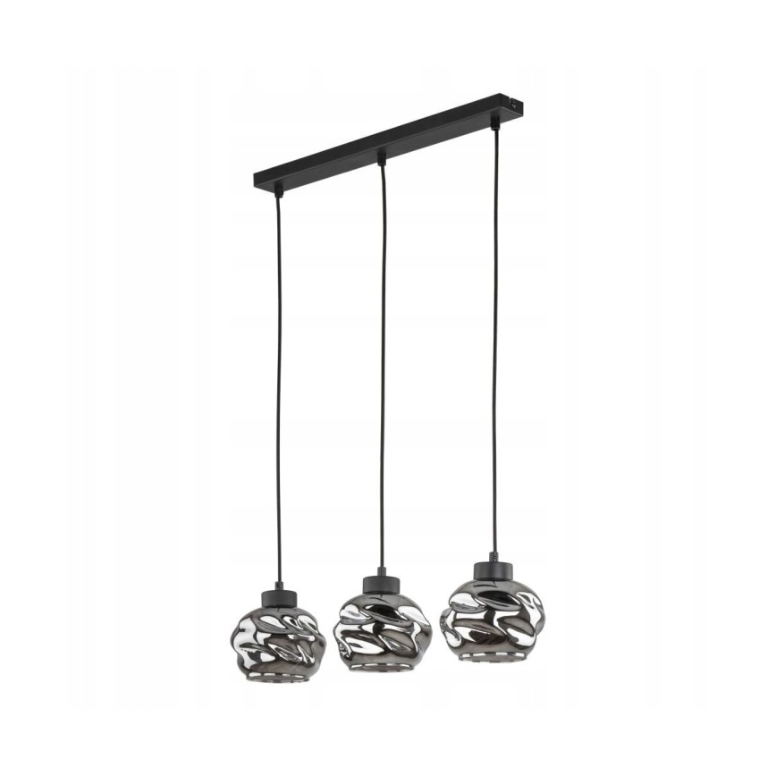 LED-Pendelleuchte an Kabel ZULIA 3xE27/15W/230V schwarz/rauchschwarz