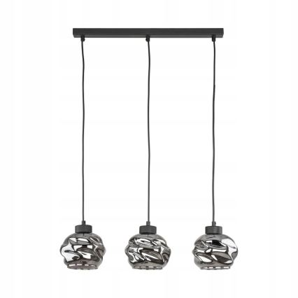 LED-Pendelleuchte an Kabel ZULIA 3xE27/15W/230V schwarz/rauchschwarz