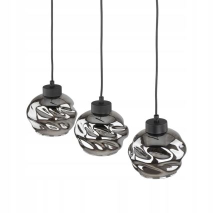 LED-Pendelleuchte an Kabel ZULIA 3xE27/15W/230V schwarz/rauchschwarz