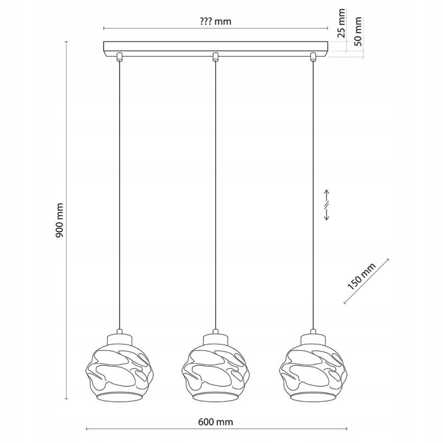 LED-Pendelleuchte an Kabel ZULIA 3xE27/15W/230V schwarz/rauchschwarz