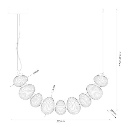 LED-Pendelleuchte an Seil BOLLA LED/36W/230V hochglanzchrom/rauchgrau