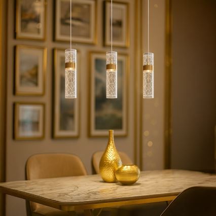 LED-Pendelleuchte an Seil LAGOS LED/24W/230V goldfarben