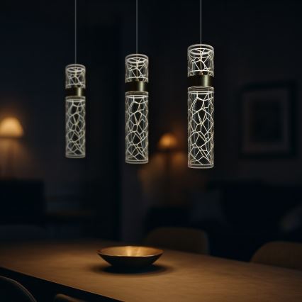 LED-Pendelleuchte an Seil LAGOS LED/24W/230V goldfarben