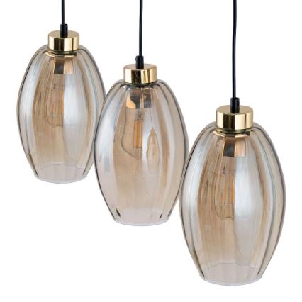 LED-Pendelleuchte an Seil SEBO 3xE27/15W/230V schwarz/rauchbeige