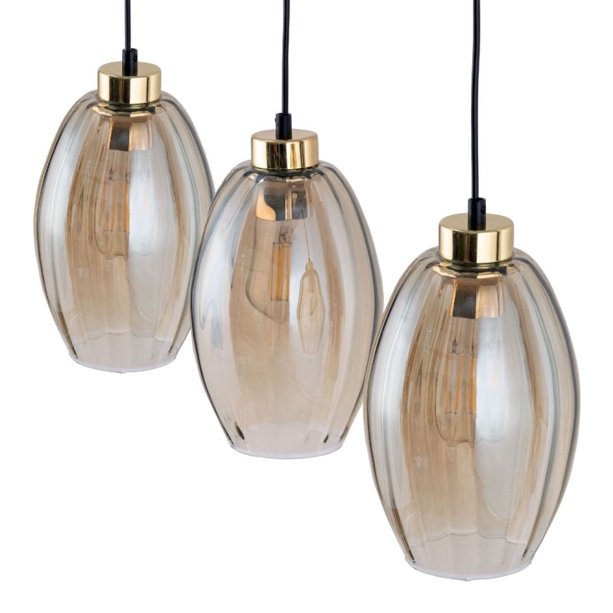 LED-Pendelleuchte an Seil SEBO 3xE27/15W/230V schwarz/rauchbeige