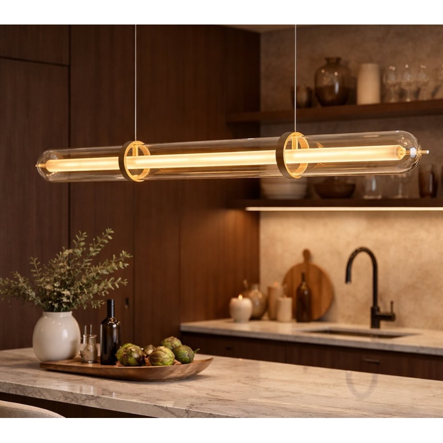 LED-Pendelleuchte an Stahlseil ELIANA LED/34W/230V, goldfarben