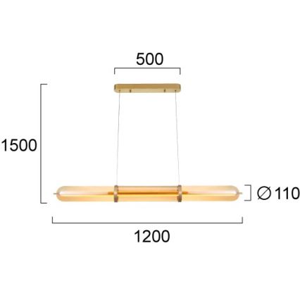 LED-Pendelleuchte an Stahlseil ELIANA LED/34W/230V, goldfarben
