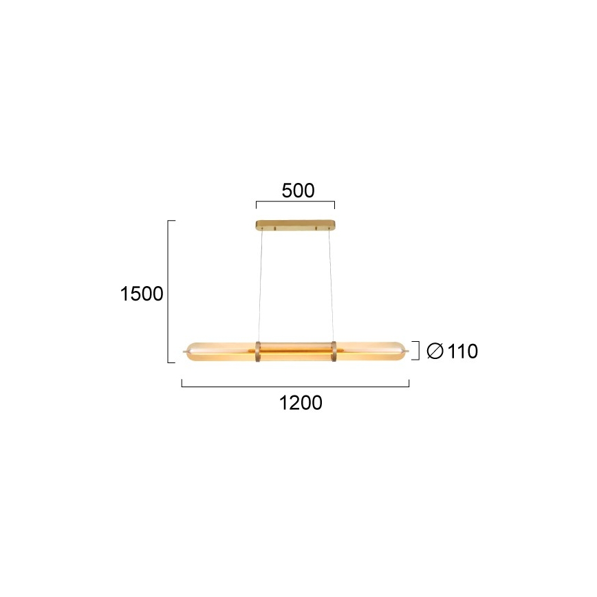 LED-Pendelleuchte an Stahlseil ELIANA LED/34W/230V, goldfarben