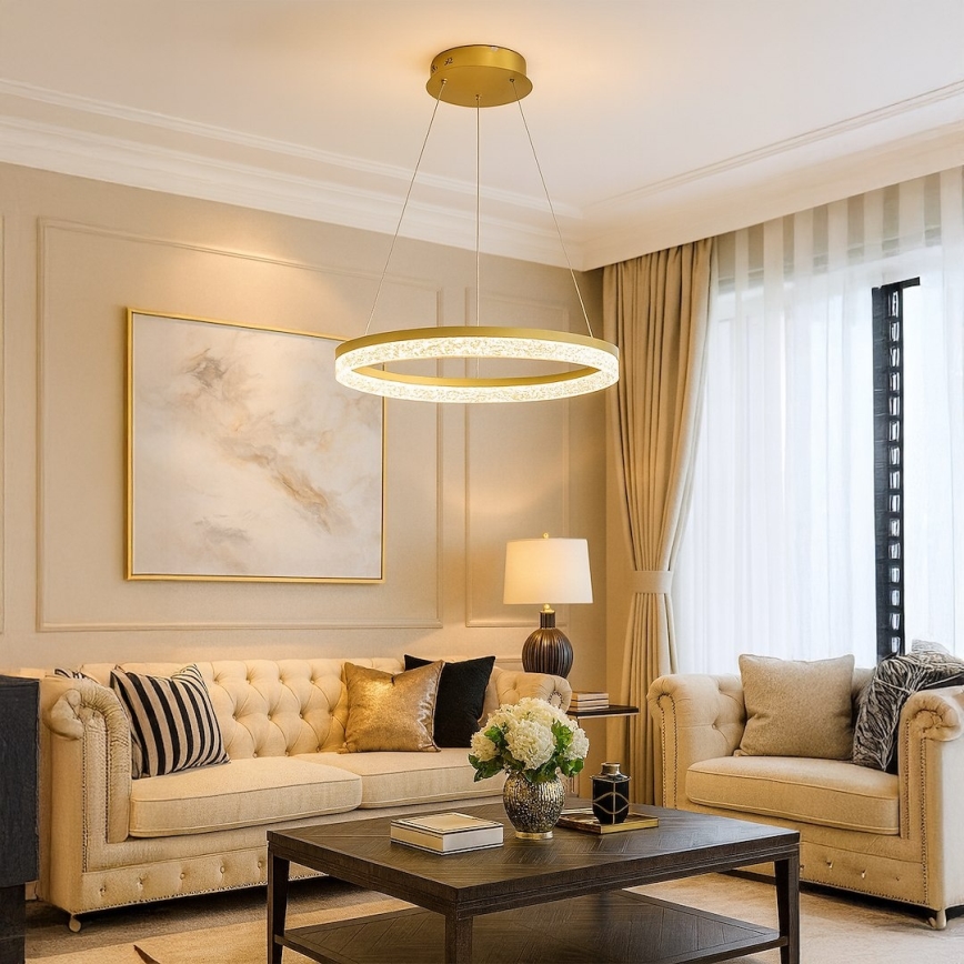 LED-Pendelleuchte an Stahlseil GALA LED/25W/230V Ø 50 cm Gold