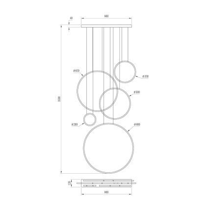 LED-Pendelleuchte an Stahlseil SATURNO LED/100W/230V schwarz
