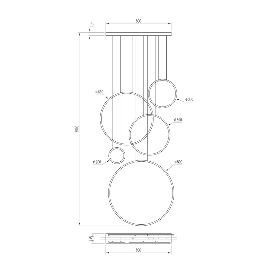 LED-Pendelleuchte an Stahlseil SATURNO LED/100W/230V schwarz
