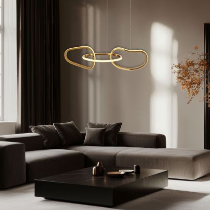 LED-Pendelleuchte ANNELI mit Seilaufhängung, 30 W / 230 V, 80 cm, goldfarben