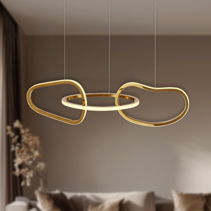 LED-Pendelleuchte ANNELI mit Seilaufhängung, 30 W / 230 V, 80 cm, goldfarben