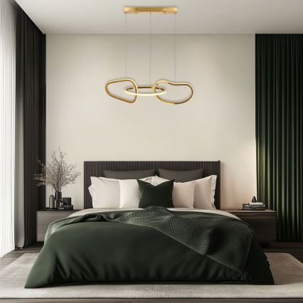 LED-Pendelleuchte ANNELI mit Seilaufhängung, 30 W / 230 V, 80 cm, goldfarben
