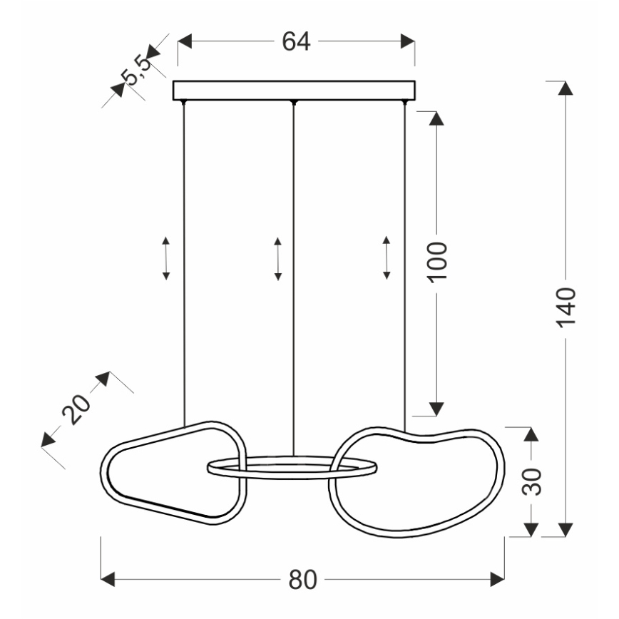 LED-Pendelleuchte ANNELI mit Seilaufhängung, 30 W / 230 V, 80 cm, goldfarben