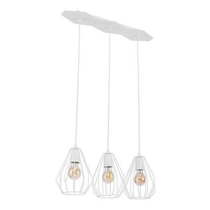 LED-Pendelleuchte BRYLANT an Drahtseil, 3xE27/60W/230V, weiß