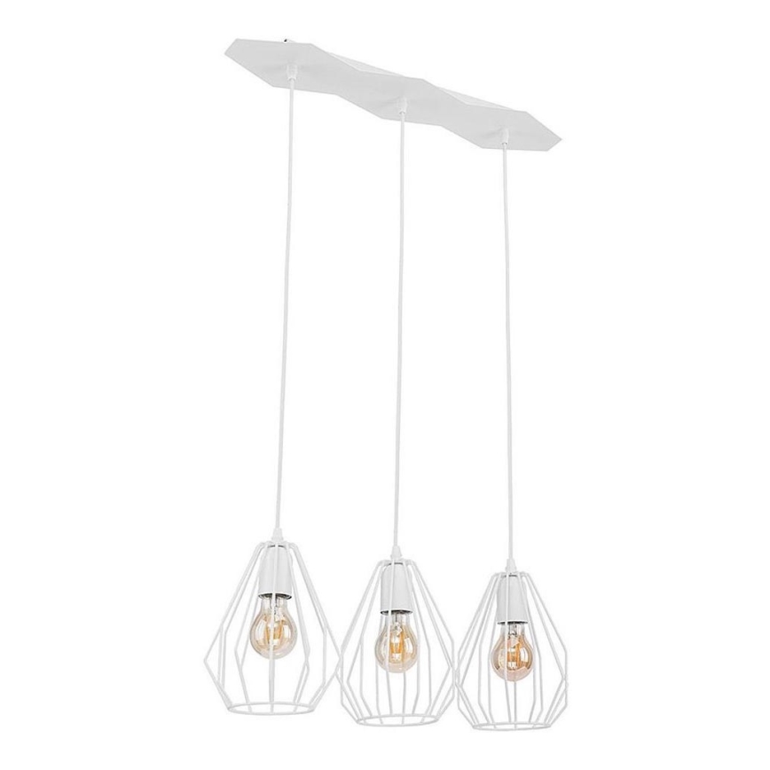 LED-Pendelleuchte BRYLANT an Drahtseil, 3xE27/60W/230V, weiß