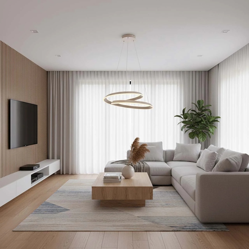 LED-Pendelleuchte mit Kabelaufhängung CASHMERE LED/75W/230V Ø 60 cm beige