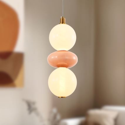 LED-Pendelleuchte mit Seilaufhängung FLORES LED/12W/230V Gold/Orange